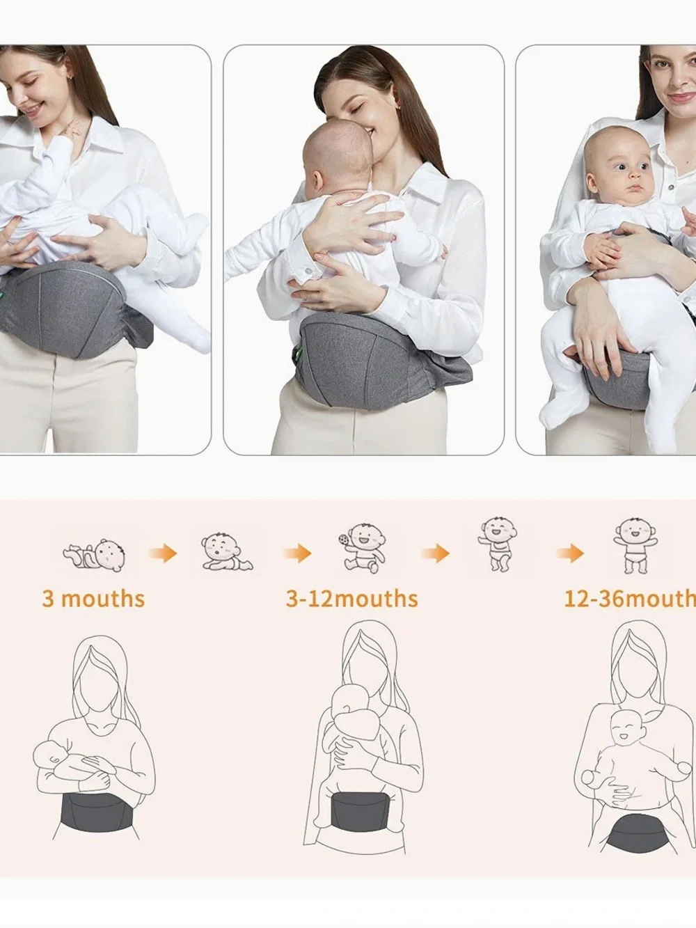 CHICCO Baby Hip Seat Carrier Chair – Grey